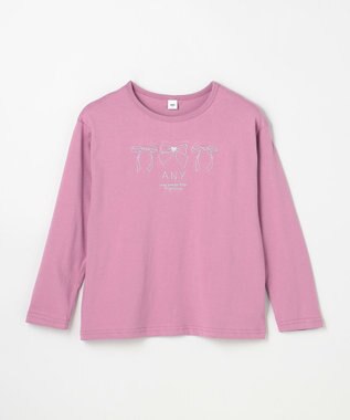 ANY KIDS 【Good Price】 ANY刺繍 長袖Tシャツ ローズピンク