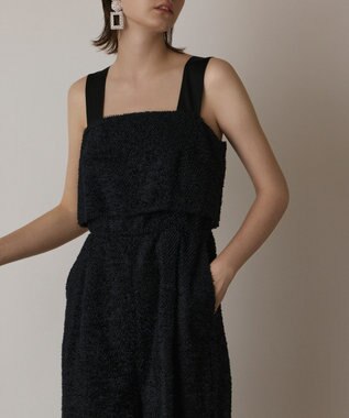 GRACE CONTINENTAL カットジャガードサロペット ブラック