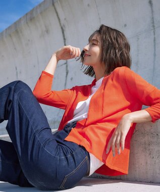 Tiaclasse L 【小倉優子さん着用・UVケア・接触冷感】ショートトッパーカーディガン オレンジ