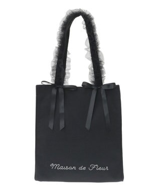 Maison de FLEUR チュールハンドルスクエアトートバッグ Black