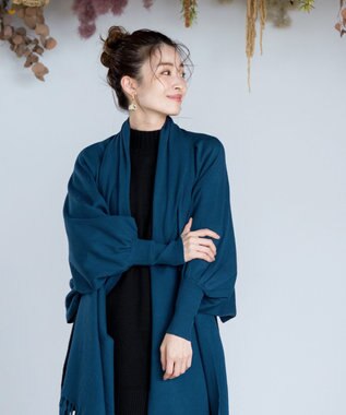 Tiaclasse 【洗える】ストール風カーディガン ターコイズ
