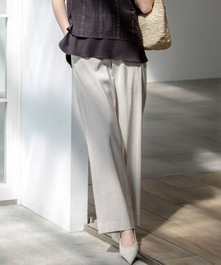 23区 リネンレーヨンストレッチ ワイドパンツ