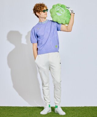 PW CIRCULUS 【手洗い可能】【MEN】アニマルドットニットモック ゴルフ パープル系