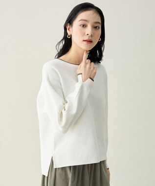 ANY L 【2SET】バイカラーニット×スエードスカートセット エクリュ×カーキ