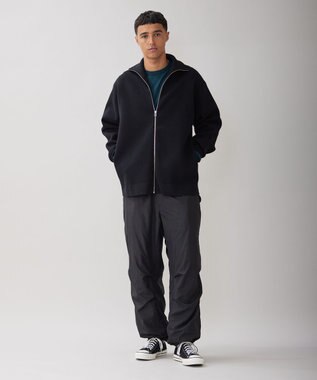 UNFILO MENS 【男女兼用/新色追加】スウェットライク ジップ タートルネックニット [24年秋冬商品] ブラック