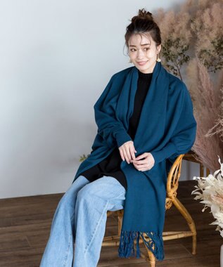 Tiaclasse 【洗える】ストール風カーディガン ターコイズ