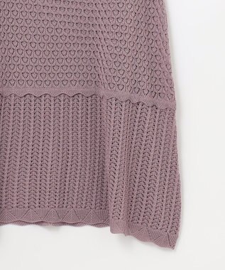 Feroux 【洗える】透かし編みニット ワンピース ライラック系