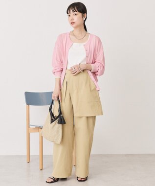 AMERICAN HOLIC シアー配色ニットカーディガン Pink