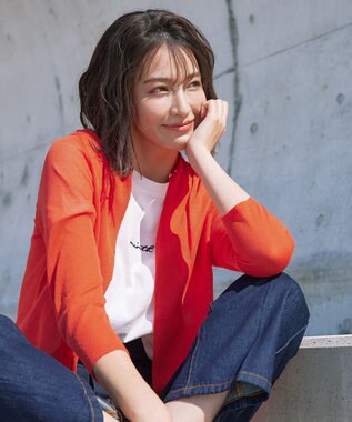 Tiaclasse L 【小倉優子さん着用・UVケア・接触冷感】ショートトッパーカーディガン オレンジ