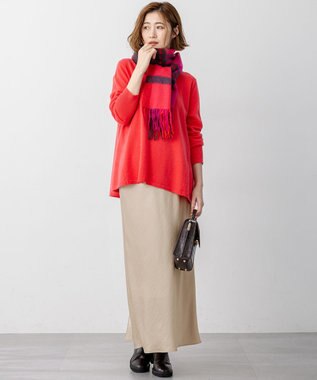 23区 カシミヤ チェック マフラー レッド系