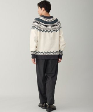 UNFILO MENS ライトモール ノルディックニット エクリュ×グリーン