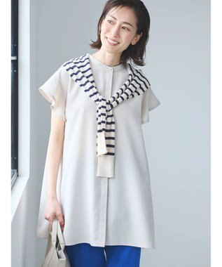 Green Parks 接触冷感　比翼シャツチュニック Light Beige