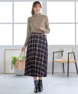 Tiaclasse ウール混ラメタートルネックニット ベージュ