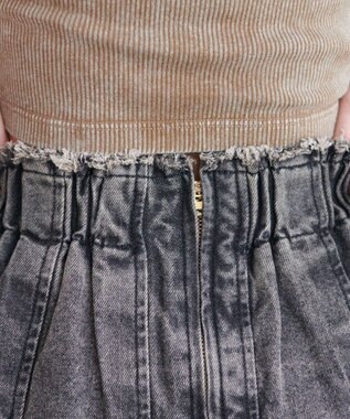 WEGO ヴィンテージウォッシュデニムプリーツスカパン ブラックその他