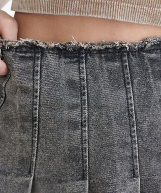 WEGO ヴィンテージウォッシュデニムプリーツスカパン ブラックその他