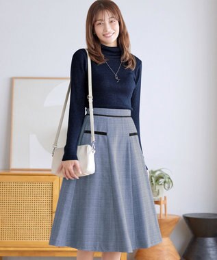 Tiaclasse ウール混ラメタートルネックニット ネイビー