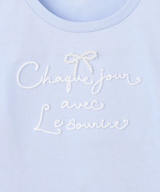 ANY KIDS 【洗濯機可能】肩あき ロゴ刺繍Tシャツ サックスブルー