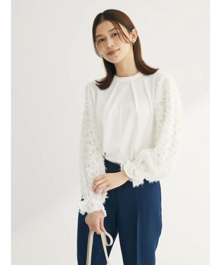 Green Parks 袖ジャガードドッキングプルオーバー Off White