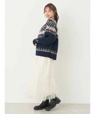 earth music&ecology スラブヤーンノルディックプルオーバー Navy