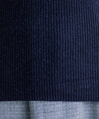 Tiaclasse ウール混ラメタートルネックニット ネイビー