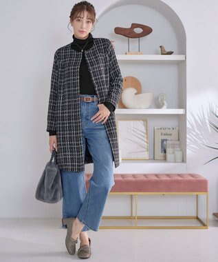 Tiaclasse ウール混ラメタートルネックニット ブラック