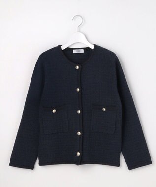 J.PRESS LADIES S NEW TWEED ニット ジャケット ネイビー系