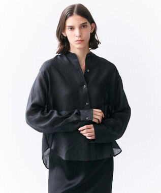 BEIGE， HALITE / リネンシアー オーバーサイズシャツ Black