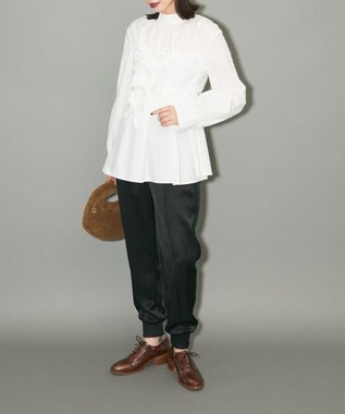 Green Parks リボンデザインハイネックブラウス Off White