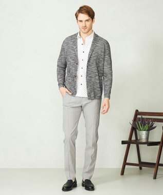 JOSEPH ABBOUD 【清涼感/軽い/洗える】 スラブギマニットジャケット ブラック系