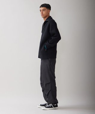 UNFILO MENS 【男女兼用/新色追加】スウェットライク ジップ タートルネックニット [24年秋冬商品] ブラック