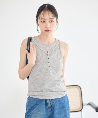 earth music&ecology 【SET】シアーフライスレイヤードタンクトップ Gray Mixture