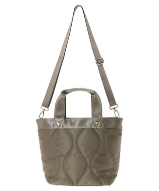 Green Parks ａｎｄｍｉｋｋａ．２ｗａｙ　キルトトートバッグ Gray Beige