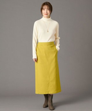 ANY L 【手洗い可/ウエストゴム】裏起毛ハイストレッチタイトスカート イエロー