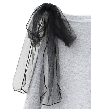 earth music&ecology チュール肩リボンニットプルオーバー Gray