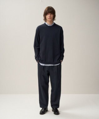 ATON SILK WASHI TWILL | ワイドパンツ - UNISEX NAVY