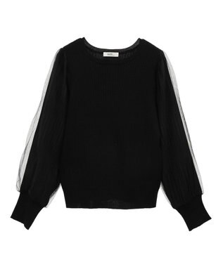 earth music&ecology マジョリカプリーツチュールニットプルオーバー Black