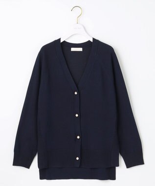ANY SIS 【洗える】Vネックミディ カーディガン ネイビー