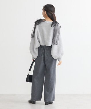 earth music&ecology チュール肩リボンニットプルオーバー Gray