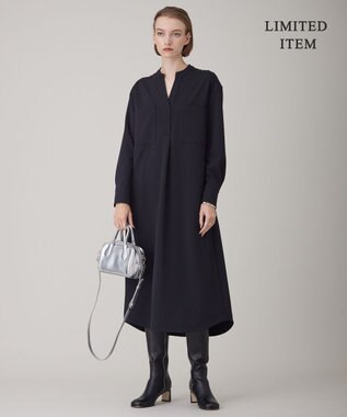 ICB 【WEB限定・洗える】ジョーゼットダブルジャージー ワンピース ブラック系