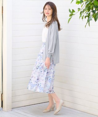 ANY SIS 【洗える】アクアフローラル スカート ブルー系