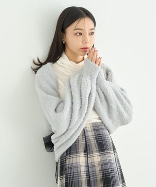 earth music&ecology チュール肩リボンニットプルオーバー Gray