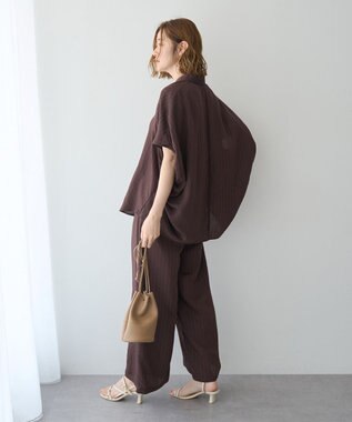 YECCA VECCA ストライプ柄シャツ Brown