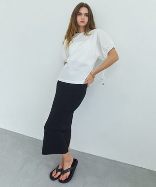 BEIGE， 【ロングセラー】LAURA / ストレッチ Iラインニットスカート Black