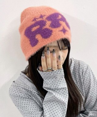 WEGO RRWロゴシャギーニットワッチ ピンク