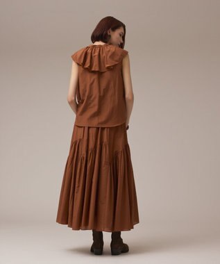 GRACE CONTINENTAL コットンシルクティアードスカート ブラウン