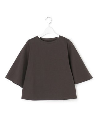 23区 L 【洗える】ハイエンド フレアスリーブ Tシャツ ダークブラウン系