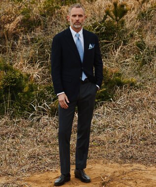 GOTAIRIKU 五大陸オリジナル素材 【防シワ/通気性抜群/ストレッチ】カラミSOLOTEXブレザー ネイビー系