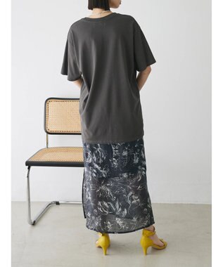 Green Parks モノトーンフラワータイトスカート Black