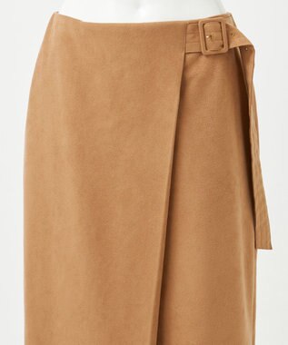 23区 【GOLD LABEL】スウェードタッチレザー ラップスカート キャメル系