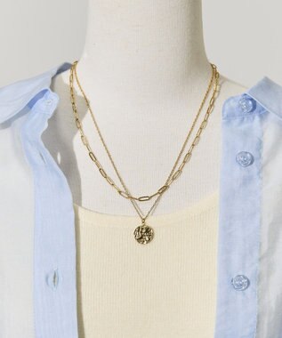 AMERICAN HOLIC ステンレス　ＣＯＩＮ２連ネックレス Gold